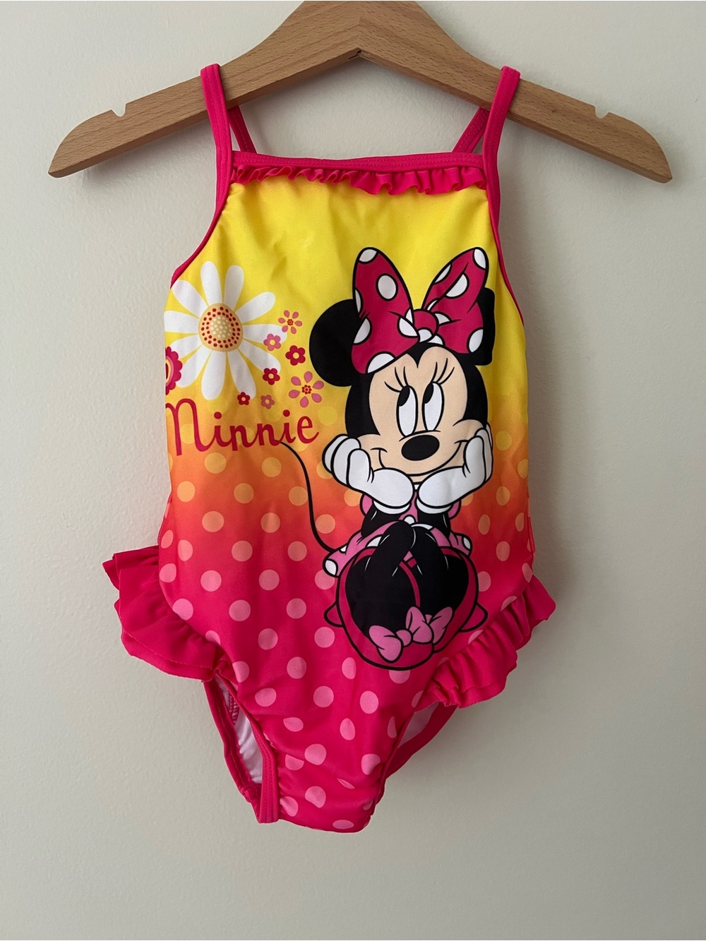 Disney | Baby Girl's Minnie Mouse Pink Yellow Ombre One-Piece Swimsuit Sz 24M